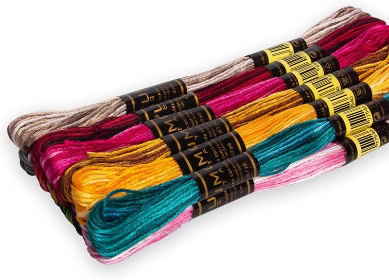UMC STAG 12 Pieces Variegated Colours Premium Embroidery Thread | 100% Egyptian Cotton Premium Skeins | Cross Stitch Embroidery Floss | Oeko TEX Certified Stranded Cotton | Ideal for Arts & Crafts - Image 1
